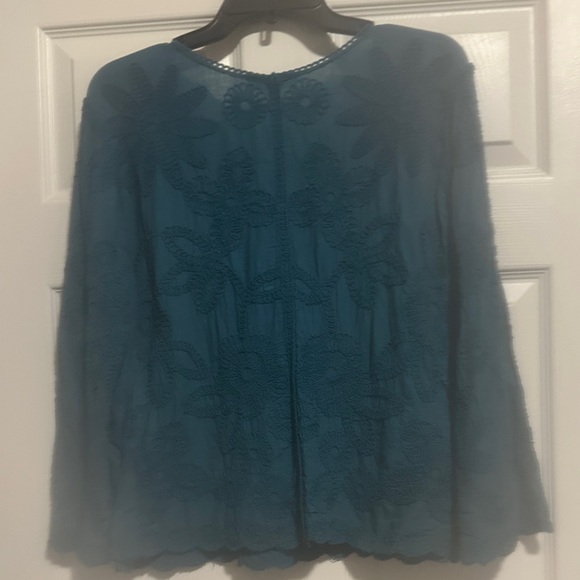 Solitaire Tops - Solitaire Teal Lace Blouse